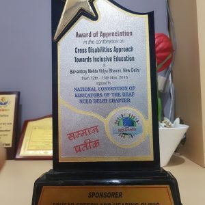 Award Appreciation National Convention Educars The Deaf NCED Delhi Chapter